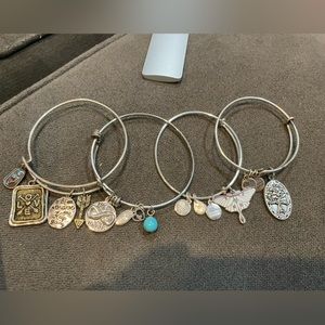 Set of 4 adjustable charm bracelets, 2 are Alex and Ani